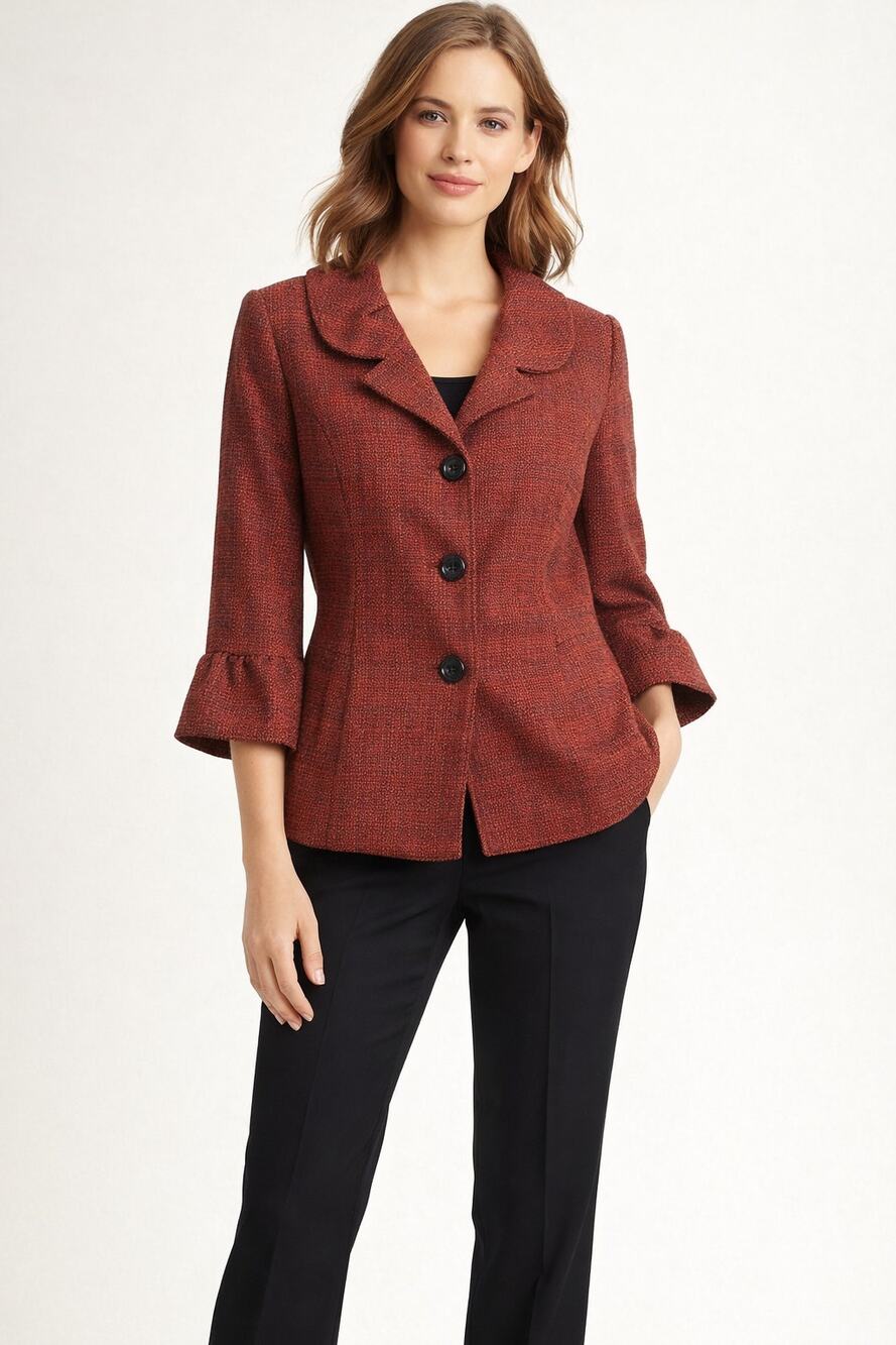 Vtg Giorgio Sant’Angelo Burnt Orange 3/4 Sleeve Button Blazer Jacket Size 12